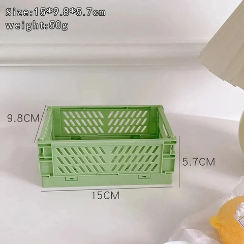 6 Color Organizing Storage Baskets Case Folding Student Desktop Basket Tape Stationery Plastic Foldable Container Storage Box