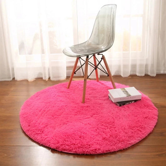 11color Round Rug for Bedroom,Fluffy Circle Rug for Kid Room,Furry Carpet for Teen's Room,60-160CM Circular Rug for Nursery Room