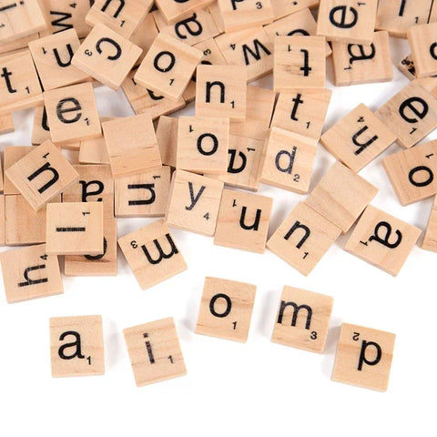 100Pcs Wooden Scrabble Letter Alphabet Craft Wooden Decoration for Home Wedding Party DIY Ornaments Digital Puzzle Kids Toy