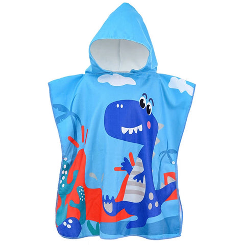 80-120cm Kids Hooded Bath Beach Poncho Towels Baby Quick Dry Bathrobe Child Cartoon Cloak Poncho Towels Microfiber Swim Cover-up