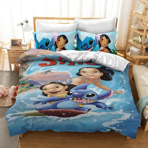 2/3 Pcs Lilo and Stitch Duvet Cover Bedding Set Gift Boy Girl Adult Single Double Queen Size One Quilt Cover Two Pillowcases
