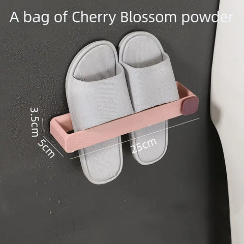 Bathroom Slipper Shelf No Punching Wall Mounted One Piece Shoe Rack Space Saving Shelf Bathroom Hanging