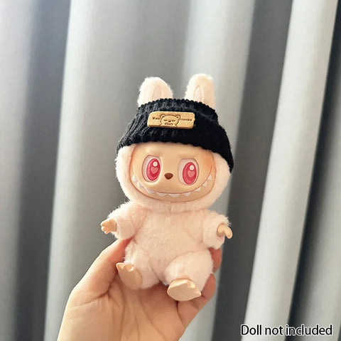 For 15-17 cm v1v2 Labubu Clothes outfit Labubu Sitting Party Bear Label Scarf Hat Bag Dolls Accessories Cute Decoration
