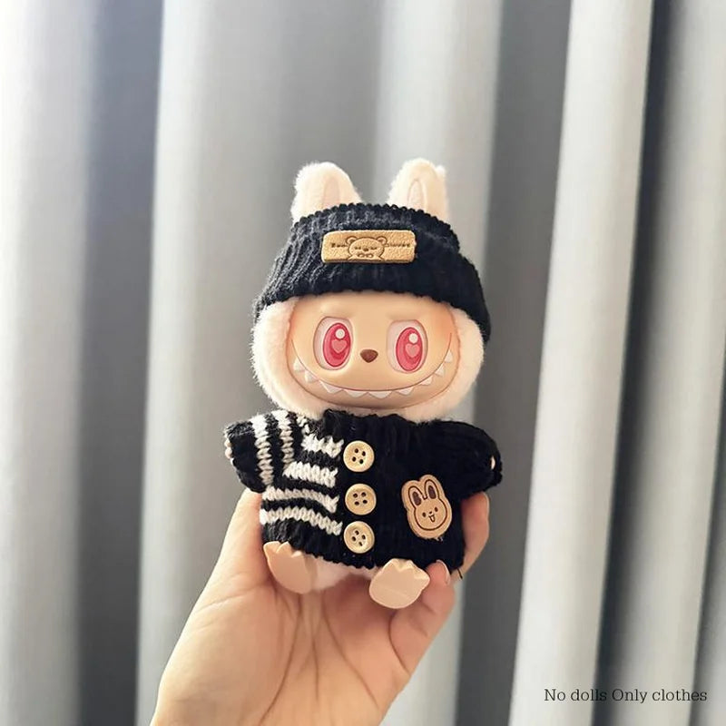 For 15-17cm V1v2 Labubu Clothes Outfit Sitting Clothes Cute Sweater Hat Outfit Accessories Fashion Dolls Accessories No Dolls