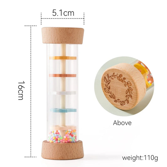 Montessori Baby Rain Stick Rainbow Hourglass Rain Music Rattle Baby Educational Toy Colorful Montessori Sensory Toys for Kids