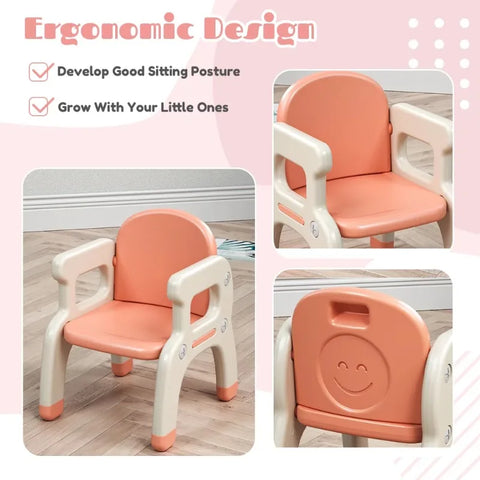 Kids Learning Desk and Chair Set Dining Table for Infants Kids Preschoolers Super Load-bearing Kids Table Set 50 cm X 80 cm Pink