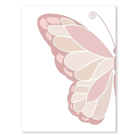 Pink Butterfly Wall Art Nursery Canvas Prints Painting Sun Rainbow Daisy Heart Posters Kawaii Pictures for Kids Girl Room Decor