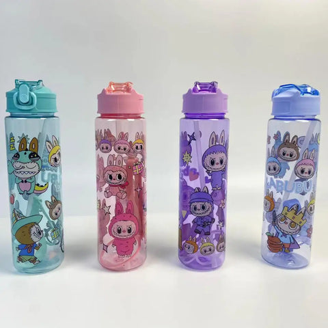 cartoon Water Cup High Aesthetic Tea Cup Design Sense Straw Cups with Women's Cartoon Pattern Outdoors Water Cup Kid Gifts Toys