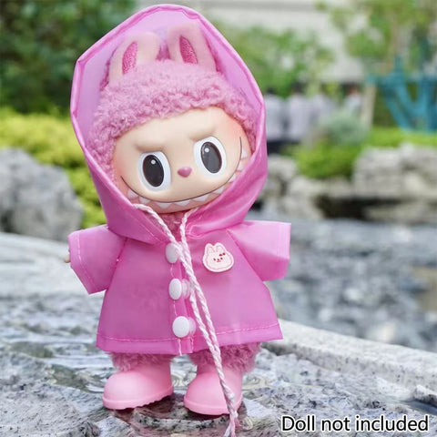 Dinosaur Raincoat Set Clothing for Labubu 10cm Mini Plush Doll Clothes Outfit Accessories Idol V1 V2 Gift