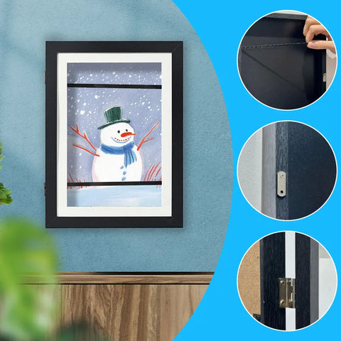 A4/A6 Children Art Frame Wooden Replaceable Photo Display for Poster Photo Drawing Paintings Pictures Display Home Decoration