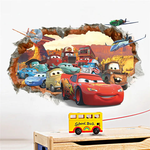 3D Cartoon Cars 2 Wall Stickers For Kid's Room Kindergarten Bedroom Living Room Wall Decoration  Lightning McQueen Stickers