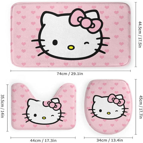 Hello Kitty Shower Curtain Set Anti-Slip Carpet Waterproof Toilet Mat Bathroom Accessories Bathroom Mat Waterproof Set