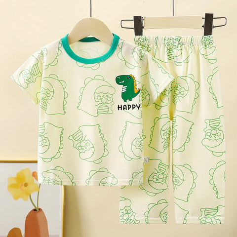 Kids Clothes Children's Set Short Sleeve Cotton Summer Baby Pajamas Set Children's Clothing Loungewear Outfit Cartoon Design