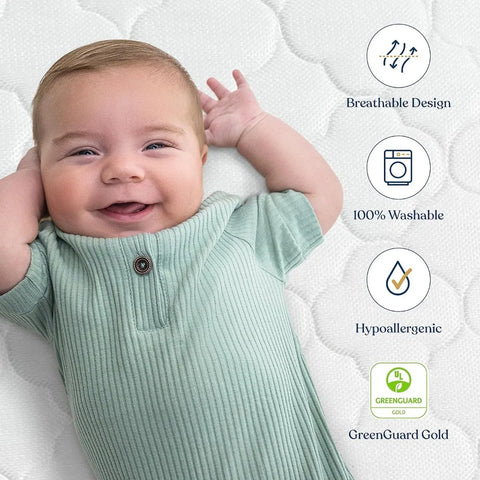 DreamWeave Baby Crib Mattress and Toddler Bed, Breathable, Dual Sided 2-Stage Design, 100% Breathable Mattress