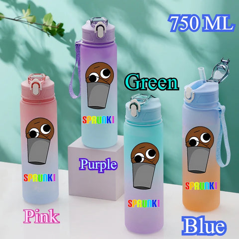 750ML Gradient Color Bottle Sprunki Sprunki Incredibox Sprunki Game Cartoon Drinking Water Cup Kids Birthday Christmas Gift