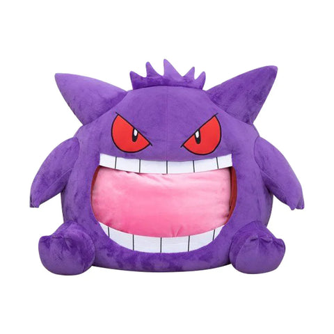 Pokemon Gengar Cartoon Anime Kawaii Elf Sleep Pillow Dual Purpose Nap Blanket Toys Doll Super Soft Big Mouth Gifts