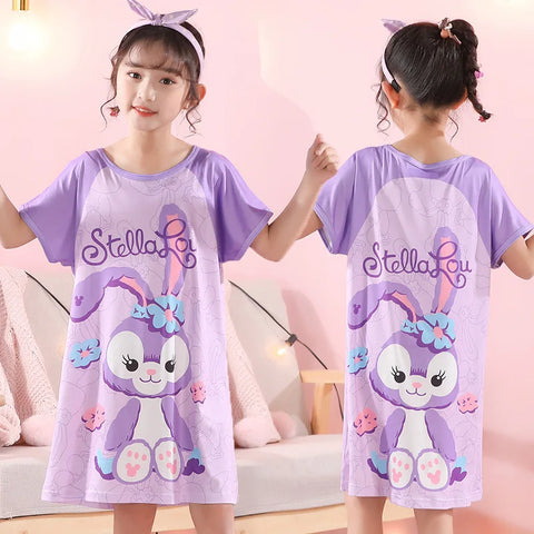 New Children's Nightdress Anna Elsa Dress Girls Clothes Minnie Cartoon Pajamas Girl Nightgown ShortSleeve Kids nighty Dress