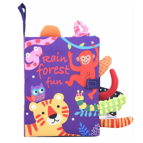 Quiet Book for Toddler Animal Cognitive Fabric Activity Busy Book Montessori Baby Book Toys Cloth Crinkle Books for Babies 6 12M