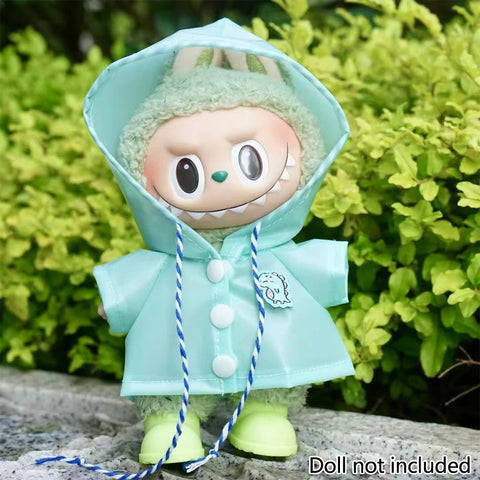 Dinosaur Raincoat Set Clothing for Labubu 10cm Mini Plush Doll Clothes Outfit Accessories Idol V1 V2 Gift