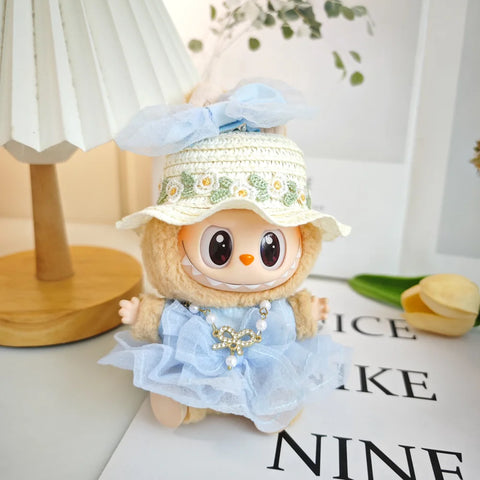 For 17cm Labubu V2 V1 Purple Dress Doll Clothes Outfit Accessories Idol Doll Clothing for Kid Gift Labubu Ropa