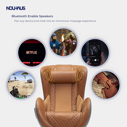 Heated Classic Massage Chair Full Body and Spot Massaging Recliner with Ottoman, Bluetooth Speaker, in-Chair Charger. Portable