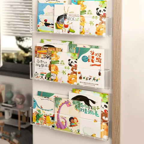 Acrylic Picture Book Display Stand Bookshelf Children's Wall Behind the Door Reading Magazine Storage Wall Hanging Bookshelf