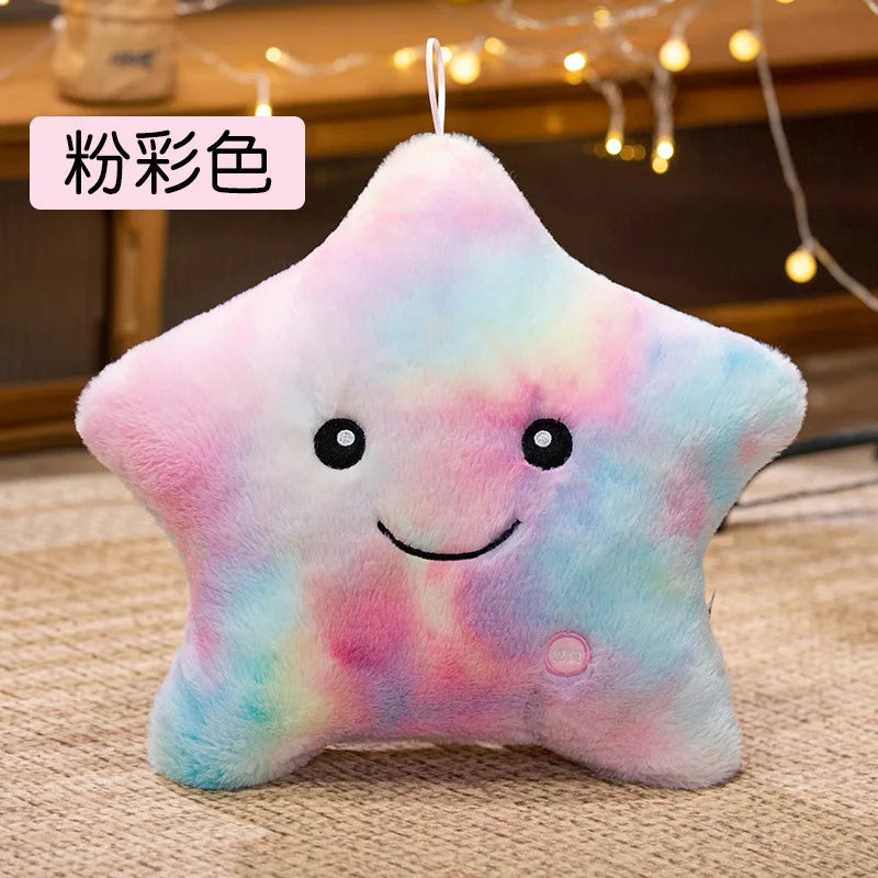 24*22cm Creative Toy Luminous Star Pillow Stuffed Plush Glowing Colorful Stars Cushion Led Light Toys Gift For Kids Children
