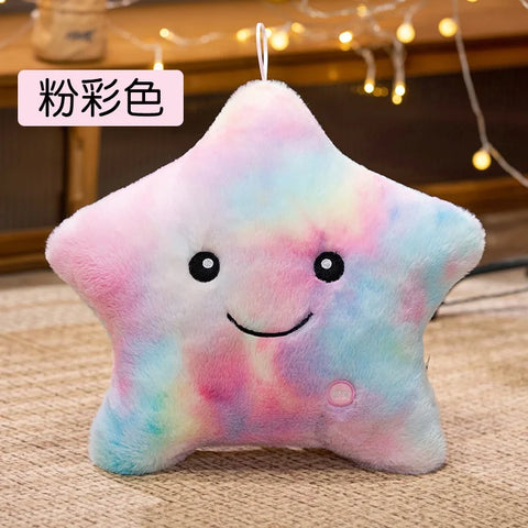 24*22cm Creative Toy Luminous Star Pillow Stuffed Plush Glowing Colorful Stars Cushion Led Light Toys Gift For Kids Children