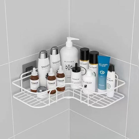 Bathroom Shelf Wall Mounted Corner Storage Shelves Shampoo Holder Cosmetic Rack Iron Shower Drain Basket Bathroom Organizer