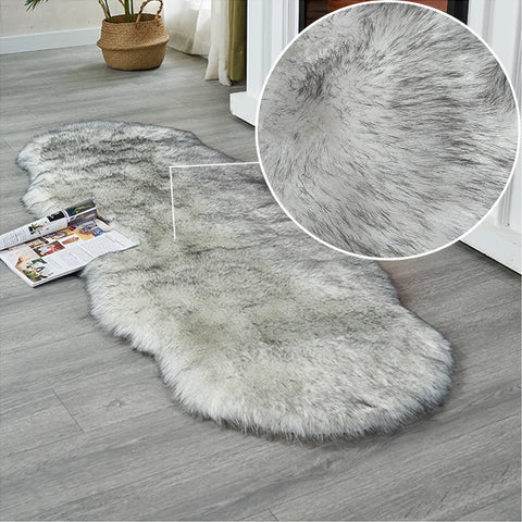 FORSWAN Soft White Faux Fur Area Rugs Kids Living Room Bedroom Shaggy Floor Chair Mat Home Decor Sheepskin Plush Bedside Carpet