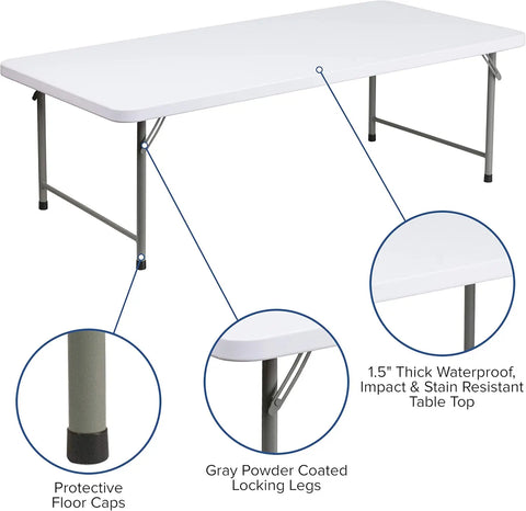 OLIVER 4.93-Foot Kid's Granite White Plastic Folding Activity Table - Play Table