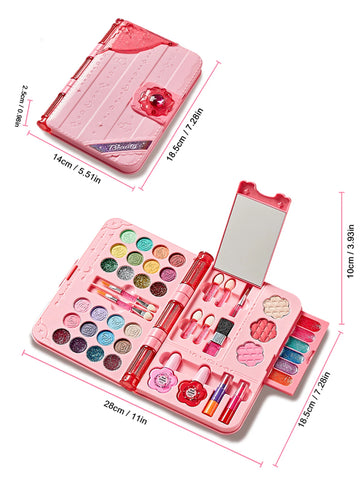 Kids Makeup Kit for Girl, Washable Play Make Up Toys Set with Mirror, Beauty Dress Up Set Toys for Age 3 4 5 6 7 8 9 10 11 12 Ye