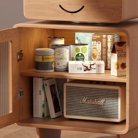 Solid wood bedside storage table bedroom living room creative side cabinet side robot with light children's bedside table