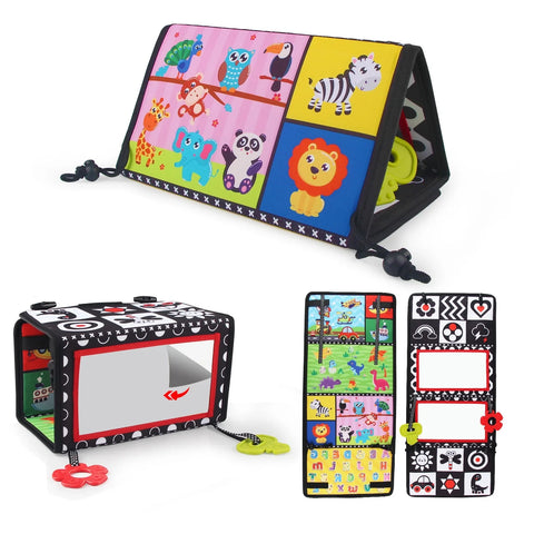 Baby Cloth Book with Distorting Mirror Soft Cartoon Parent-child Interactive Early Educational Montessori Toy for Children