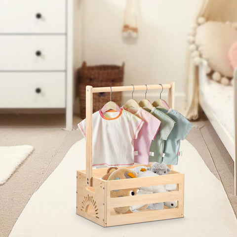 Baby Clothes Storage Rack Storage Box Wooden Baby Shower Crate Closet with Handle,Baby Shower Gift Clothes Wooden Storage Rack