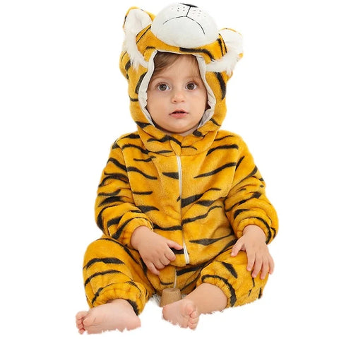 MICHLEY Carniva Baby Rompers Winter Clothes Flannel Hooded Bodysuits Pajamas Animals Overall Jumpsuit For Girls BoysK ids