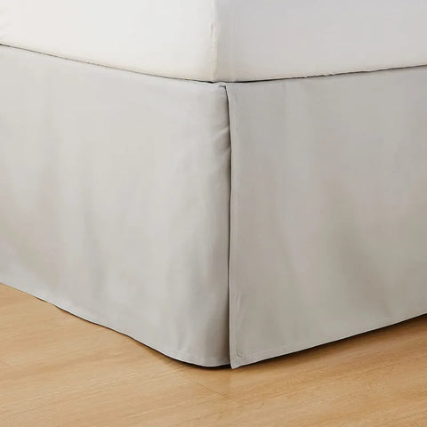 Absolutely Elegant Europe Style Tailored Center & Corner Pleated Bed Skirt With Platform-14 Inch Height Bedspread (Light Grey)
