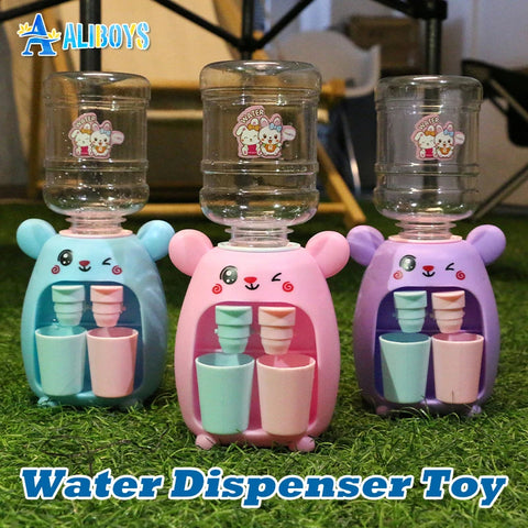 Mini Children Water Dispenser Toy Cute Cartoon Water Juice Milk Drinking Fountain Pretend Play Kitchen Toys for Boys Girls Gift