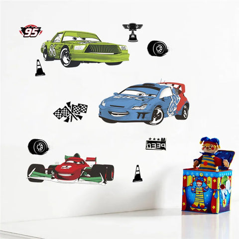 3D Cartoon Cars 2 Wall Stickers For Kid's Room Kindergarten Bedroom Living Room Wall Decoration  Lightning McQueen Stickers