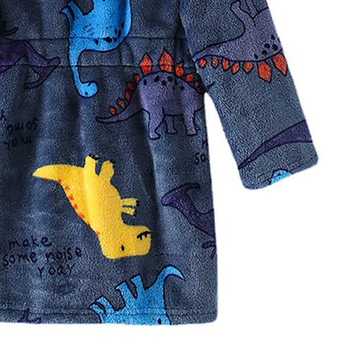 Children Hooded Flannel Bathrobe Robes Adorable Comfortable Cartoon print pattern Boys and Girls Home Wear Casual Sleepwear