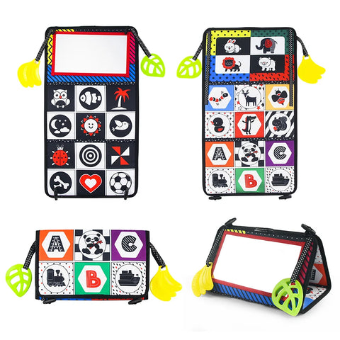 Baby Cloth Book with Distorting Mirror Soft Cartoon Parent-child Interactive Early Educational Montessori Toy for Children
