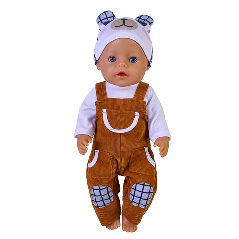 43 cm Doll Outfits for 17Inch Dolls Baby Born Doll Cute Jumpers Rompers Suit+Shoes Warm Clothes on A Doll Baby Christmas Gift