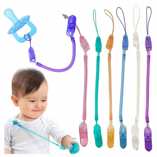 Spring Pacifier Chain For Universal Pacifier To Prevent Falling Anti Drop With Plastic Clip For Clothes Soother Chains