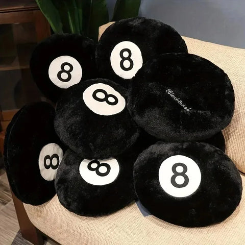 1pc Black 8 Billiard Pillow Plush Toy Black Pillow Cushion Sofa CushionTatami Cushion For Halloween Decor Christmas Gift