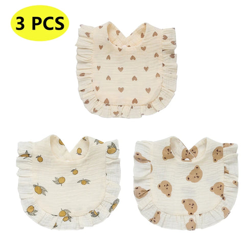 Newborn Bibs Infant Burp Cloths Baby Stuff Feeding Drool Bandana Saliva Towel Toddler Ruffle Floral Bib Baby Accessories