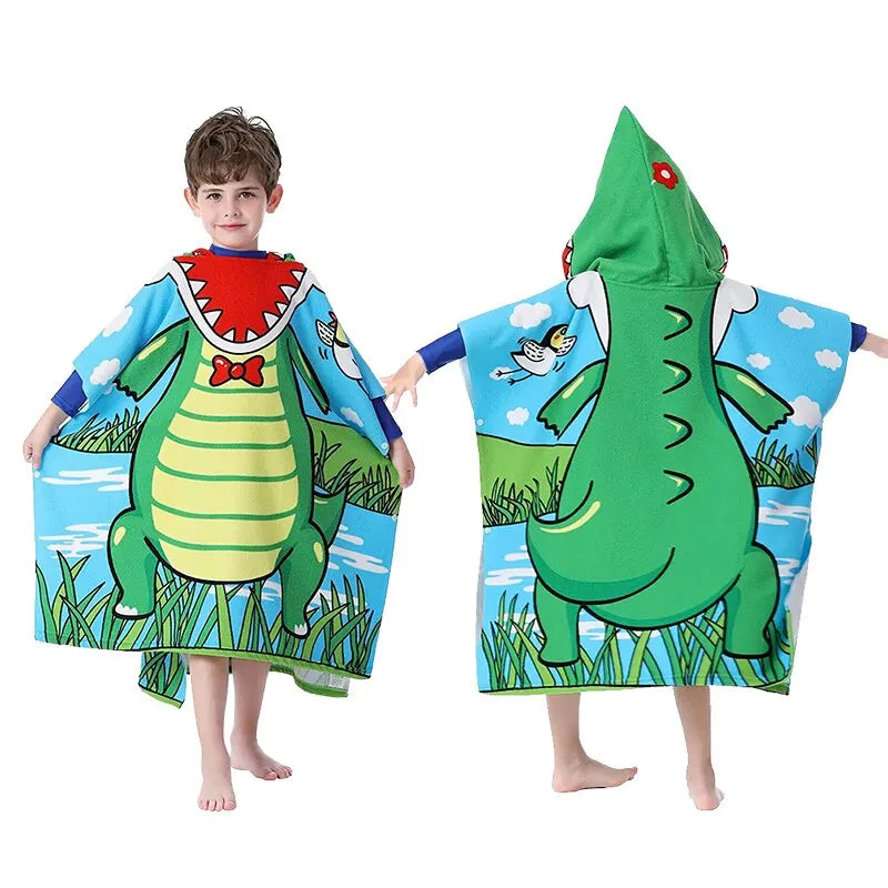 1pc Cute Bath Cartoon Animals Hooded Beach Towel Soft Microfiber For Kids Toddlers Pool Poncho