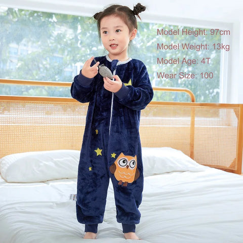 MICHLEY Halloween Gifts Owl Kids Sleeping Bag Cute Flannel Sack Sleepsack Thick Warm Sleepwear Wearable Blanket Bodysuit 1-6T