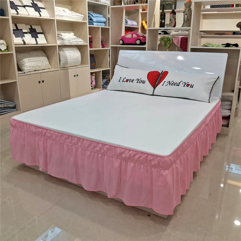 Solid Color Elastic Bed Ruffles Bed Skirt Wrap Around Style Easy Fit 15 Inch Drop Dust Ruffle Bed Skirts Corners Fade Resistant