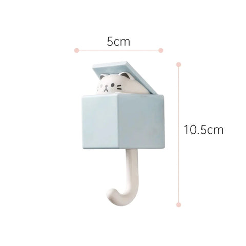 Key Holder Wall House Cat Keychain Hangers Key Rack Wall Hook Cartoon Self Adhesive Bedroom Door Hooks Animal Home Decor Hooks