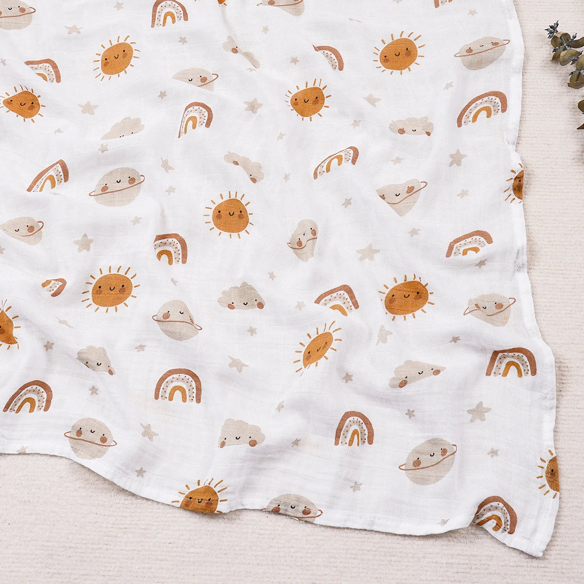 HappyFlute Fashion Print One Piece 120*110cm Soft Bamboo Cotton Baby Wrap Travel Newborn Multi-function Swaddle Sleeping Blanket